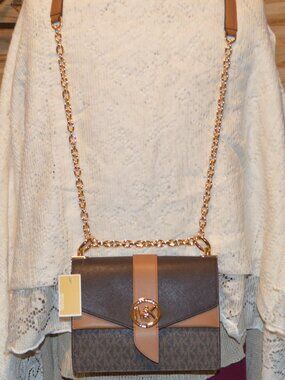 NWT Michael Kors Greenwich Brown/Acorn Color Block Crossbody Bag